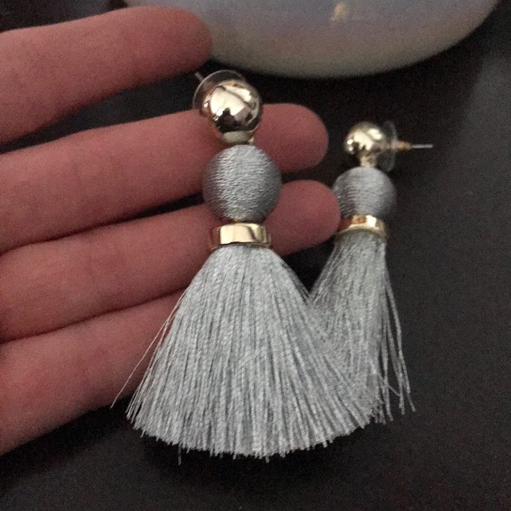 Banana republic gray and gold tassel earrings